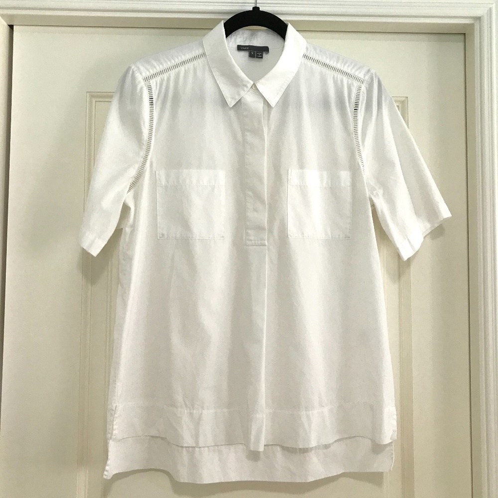 Vince Short Sleeve Cotton Blouse - S - Picture 4 of 6